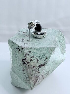 Silpada RARE 🦄 Sterling Silver w/Braided Brass Accent Half-Hoop on Post Earrings